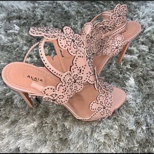 Alaïa Paris Flower Embellished Leather Sandals